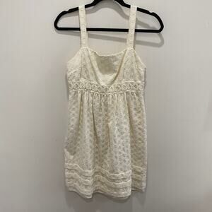 Juicy Couture Cream Embroidered Babydoll Dress Mini Cottage Coquette